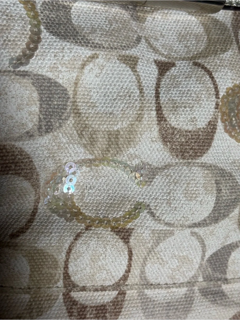 Coach Kristin Swing Bag  Crossbody Sequin Signature white  Brown